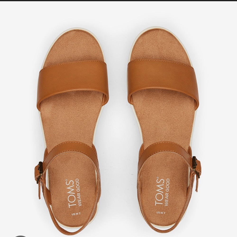 NWT TOMS Brynn Platform Sandal, Tan Leather, size 7